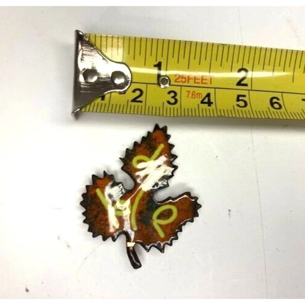 Vintage Maple Leaf Enamel Brooch Abstract Modernist‎ Design 1 1/2 inch